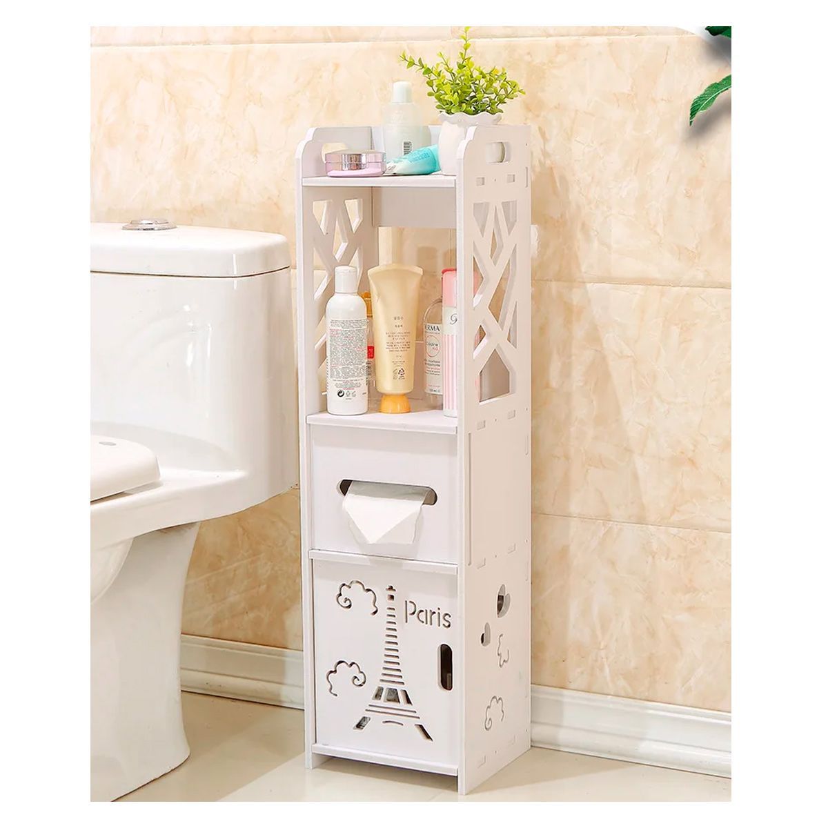 GRETAIL - Organizador Estante De Madera MDF Para Baño Puerta Papel Toalla Multiuso SJ216