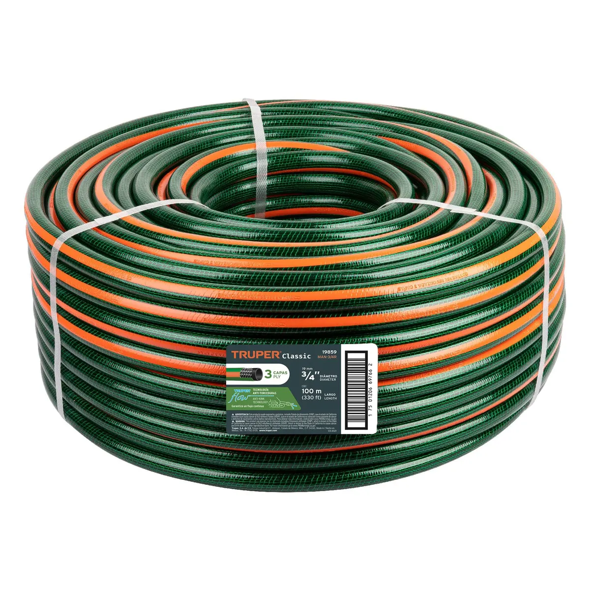 Truper - Metro de manguera 3/4" 3 capas en rollo de 100 m COD 19859 Truper