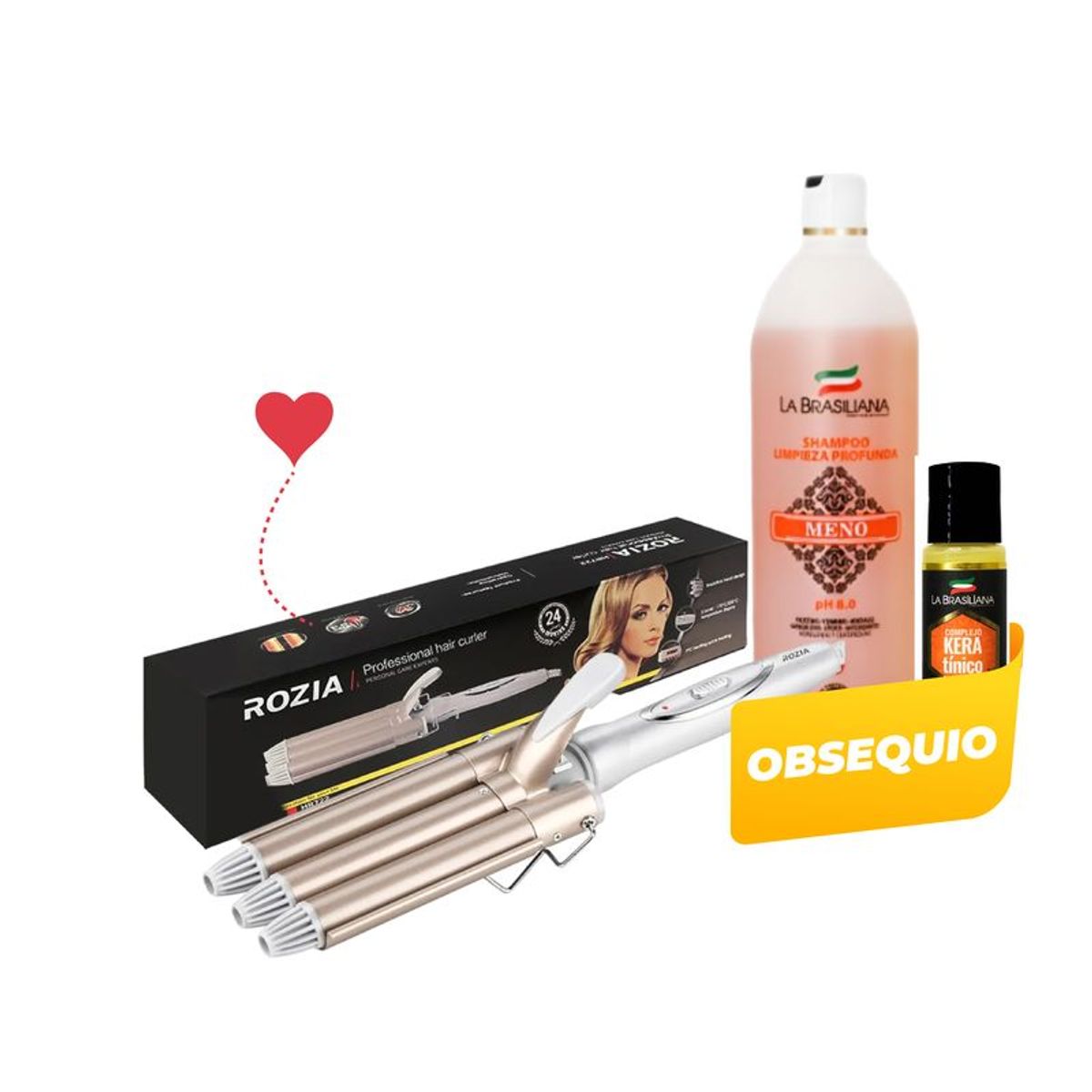 GENERICO - Pack Rizadora Rozia más Shampo Meno + Regalo