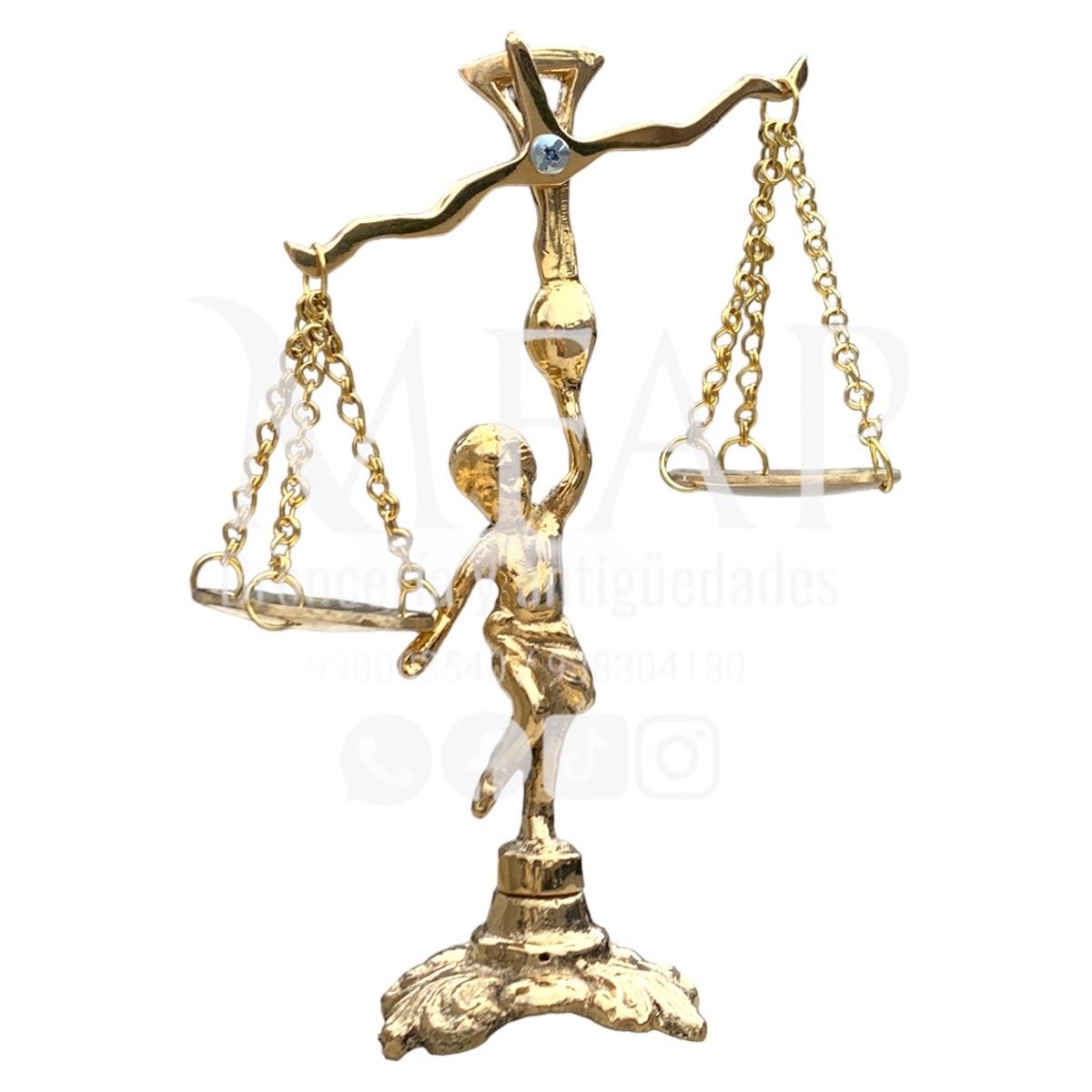 Balanza de la justicia en bronce fundido 14.5 cm - Símbolo de equilibrio, marca MFAP BRONCERIA Y ANTIGUEDADES - Foto Principal