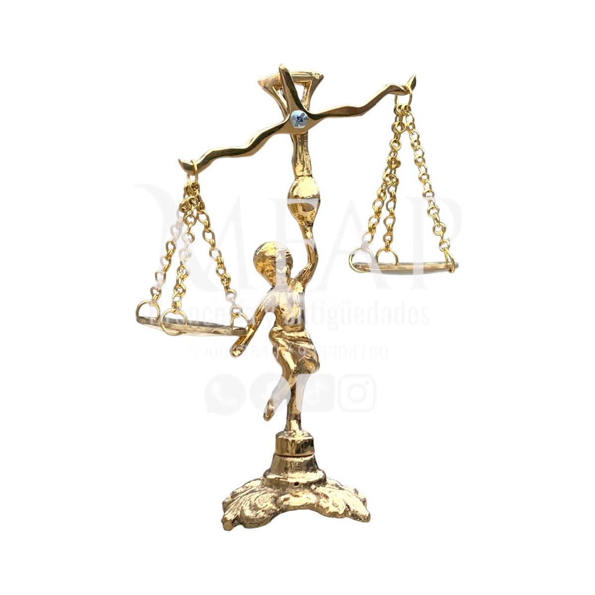 Balanza de la justicia en bronce fundido 14.5 cm - Símbolo de equilibrio, marca MFAP BRONCERIA Y ANTIGUEDADES - Foto Principal