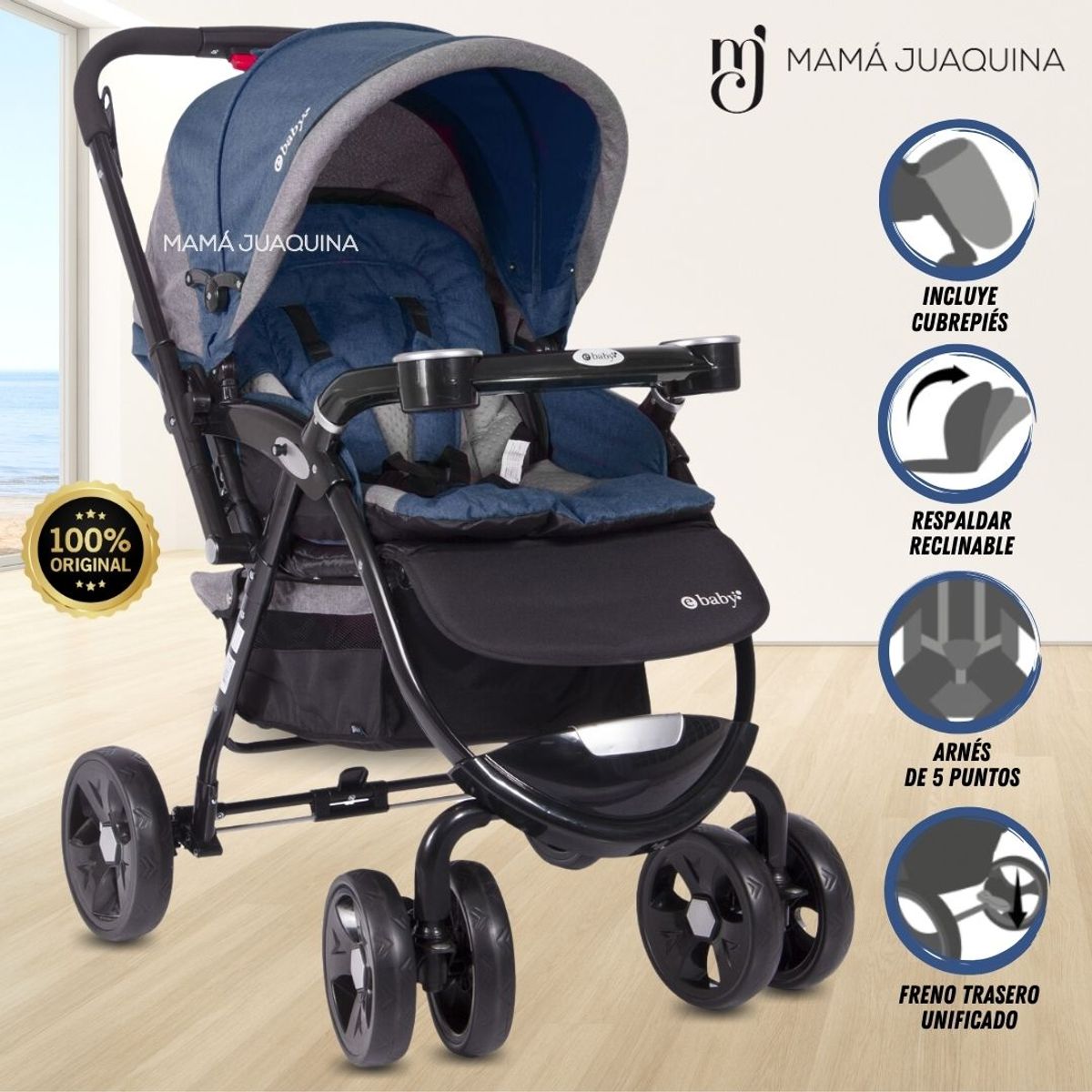 EBABY - Coche Cuna De Lujo «AMBANI» Edición Limitada Blue