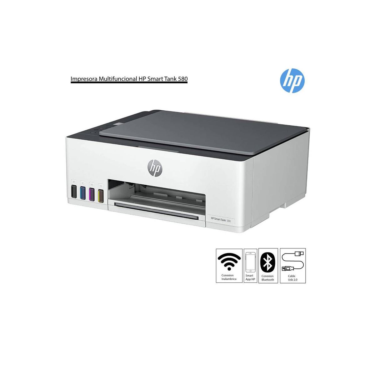 HP - Impresora HP Smart Tank 580 Multifuncional Inalambrico