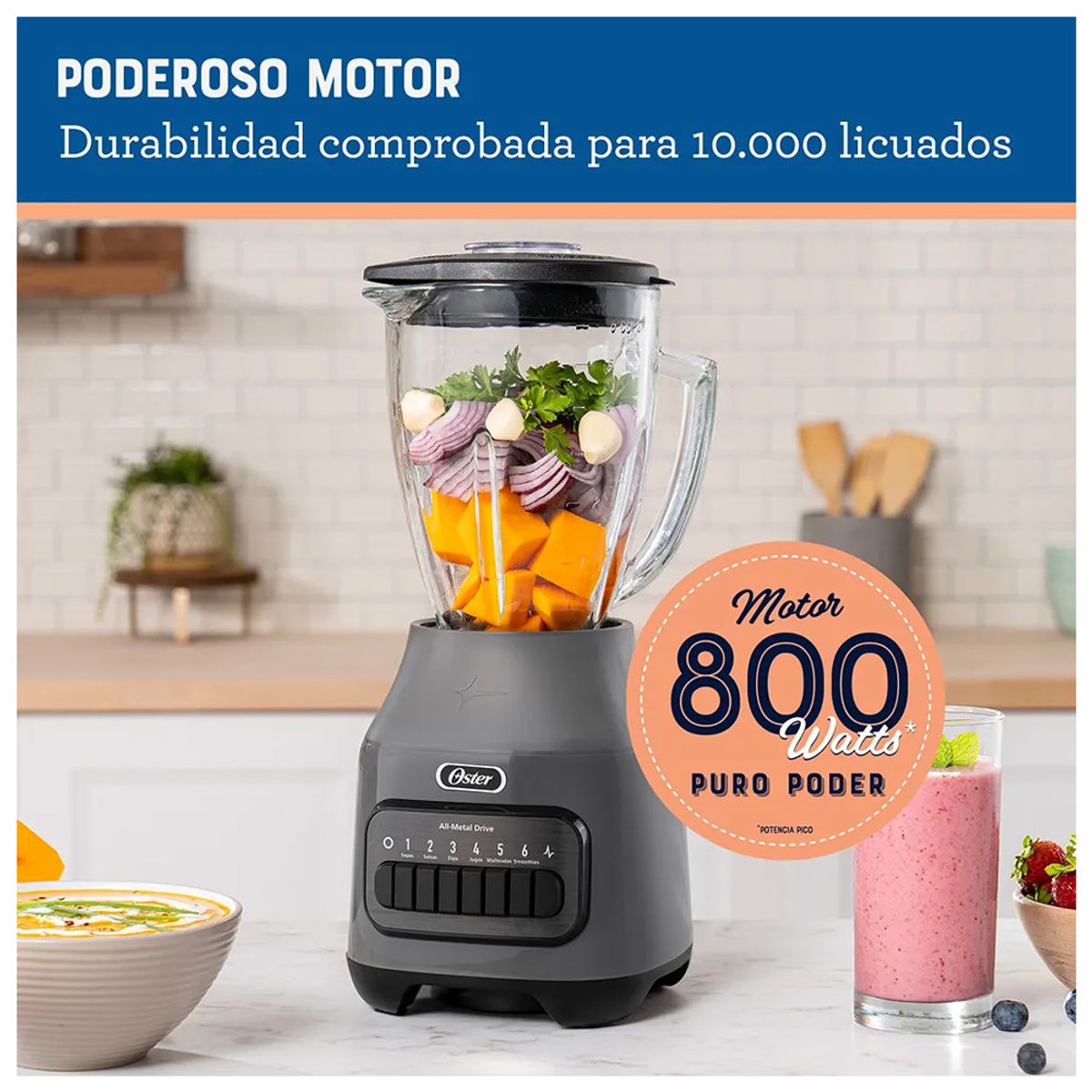 OSTER - Licuadora Oster con vaso de vidrio 6 velocidades más pulso BLSTPEG-GPB