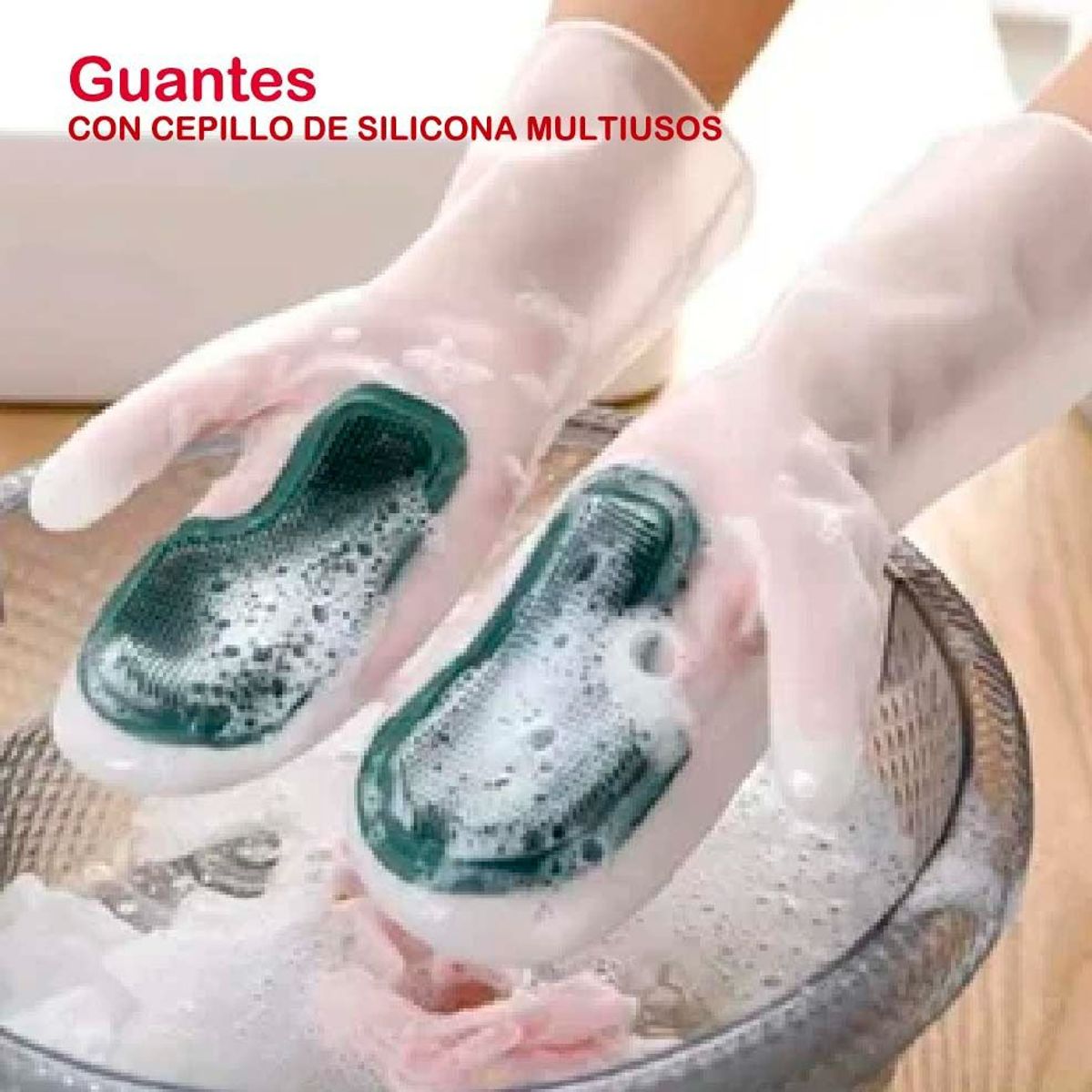 GENERICO - pack 2 pares Guantes cepillo de silicona para lavar multiuso