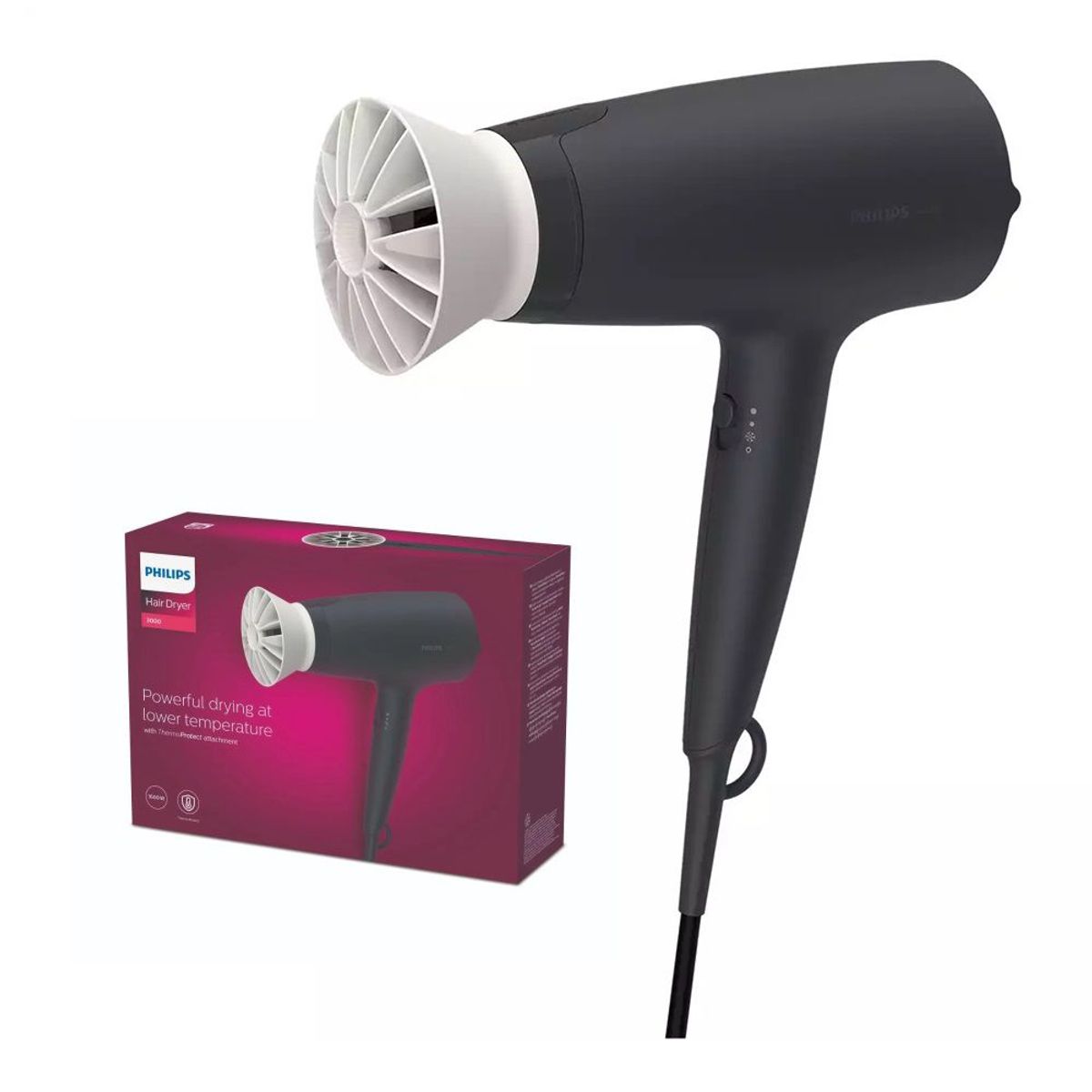 PHILIPS - Secadora Philips de Cabello BHD30200 Negro