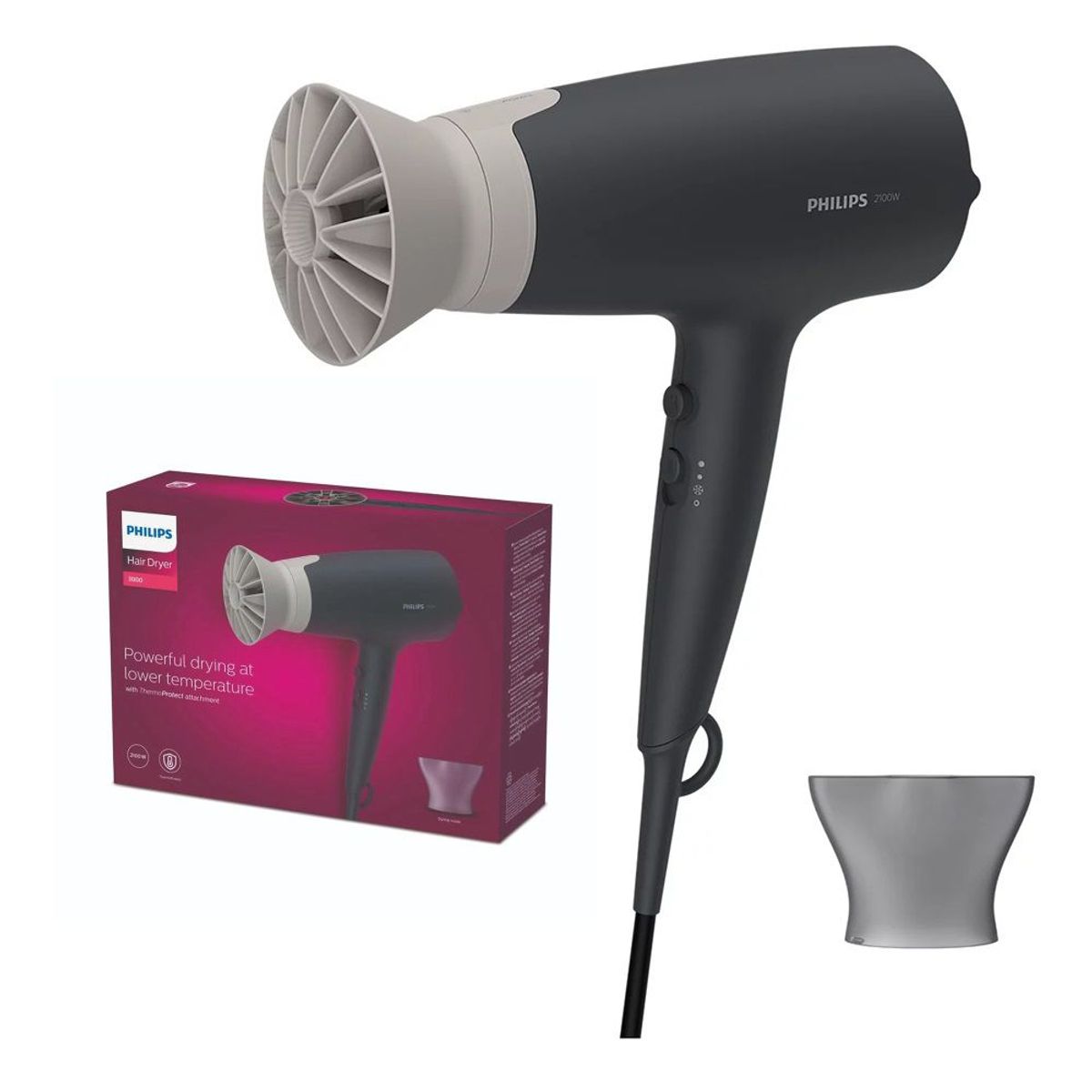 PHILIPS - Secadora Philips de Cabello BHD35110 Negro