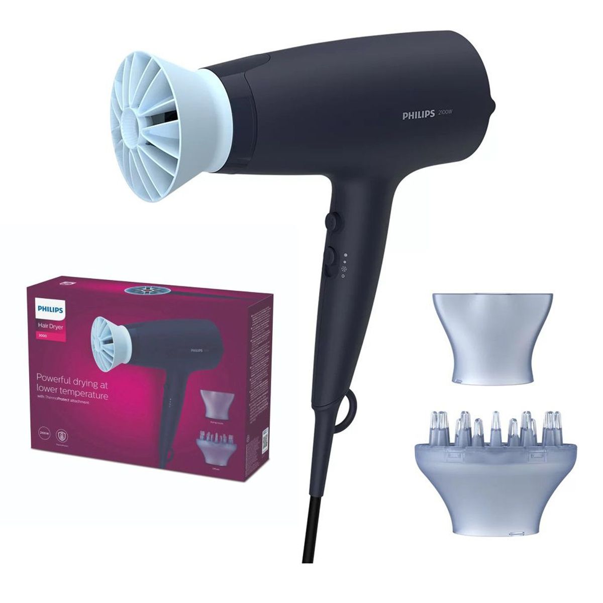 PHILIPS - Secadora Philips de Cabello BHD36020 Negro