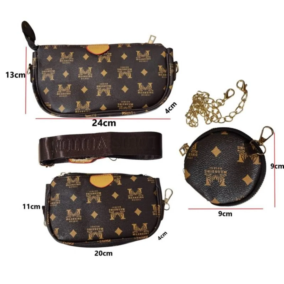 GENERICO - Cartera Bolso Monedero 3 en 1 Marrón