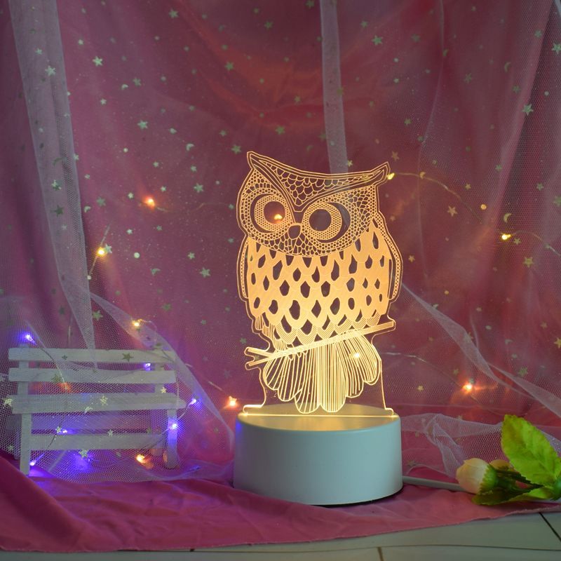 GENERICO - Lámparas Led Estilo 3D con Figura Acrílica - Búho