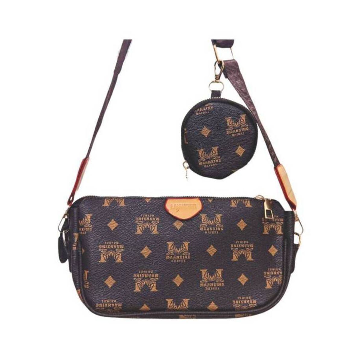 GENERICO - Cartera Bolso Monedero 3 en 1 Marrón