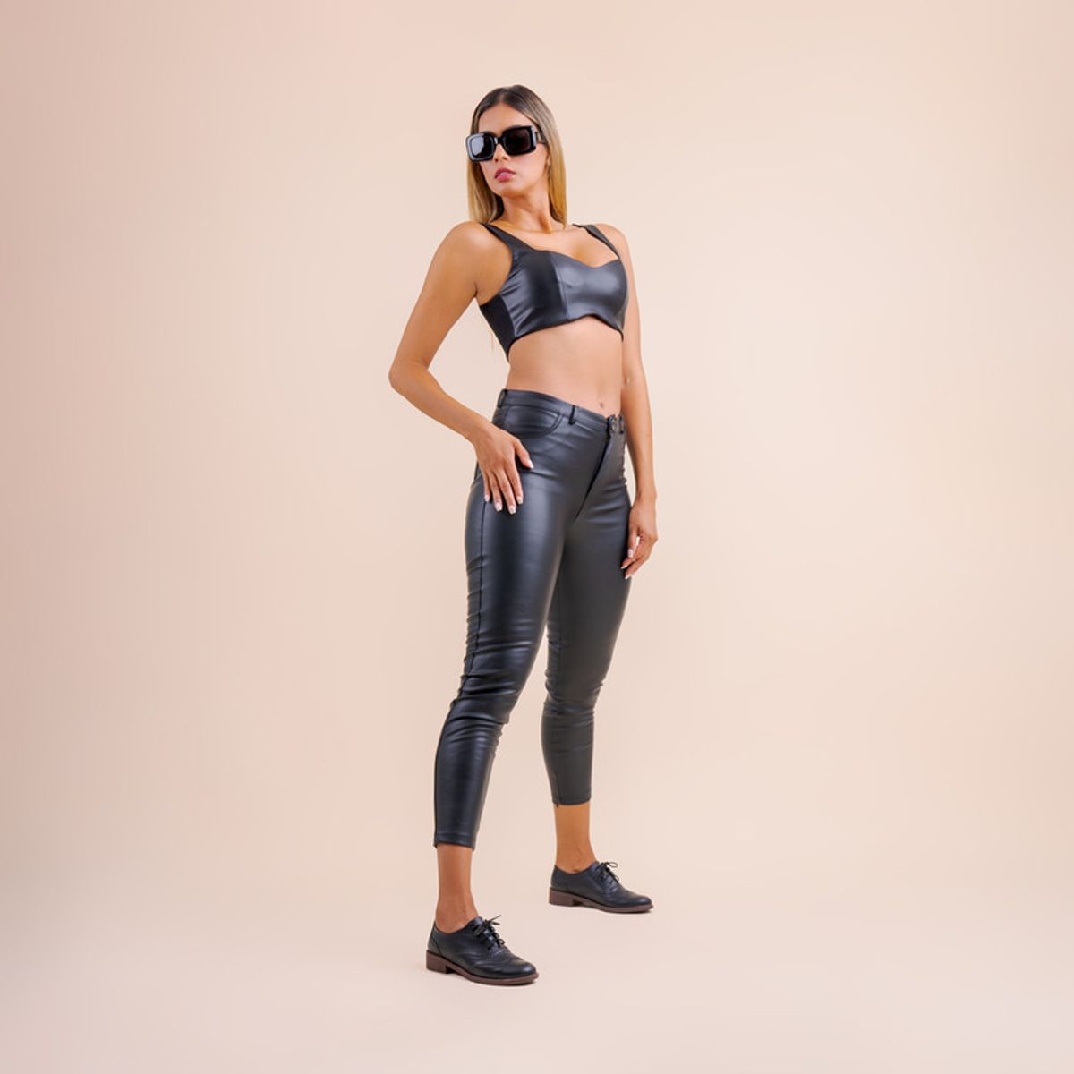 KAWKI - ZAPATOS DE MUJER OXFORD EJECUTIVA NEGRA - PLANTA DELGADA