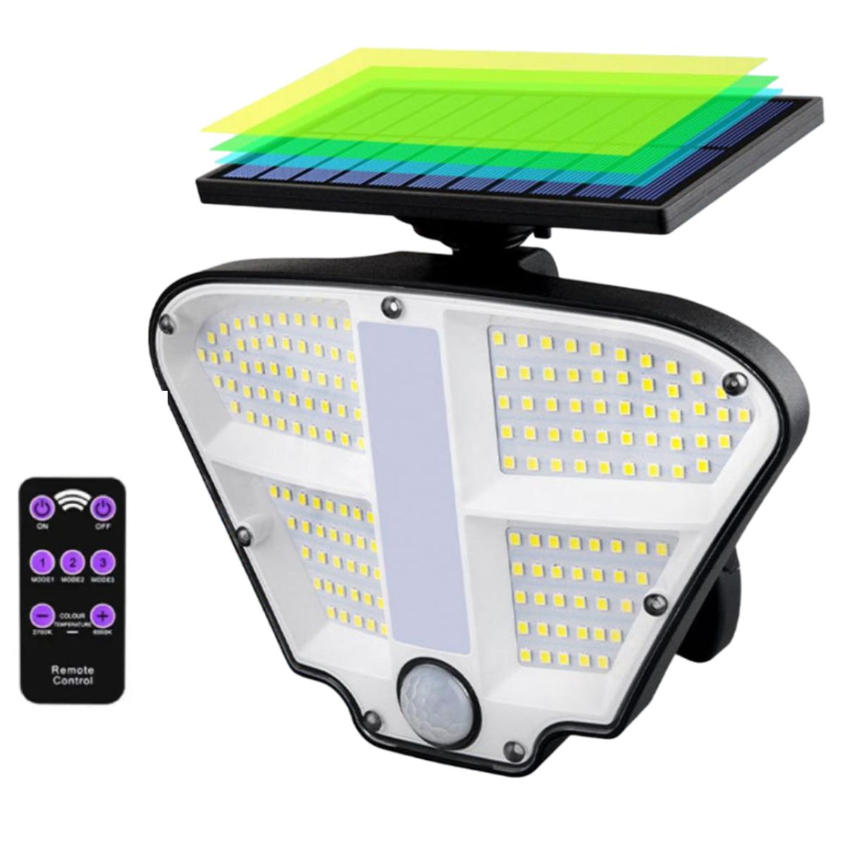 SEISA - Lampara Reflector Solar Led Auto Encedido Con Sensor De Movimiento