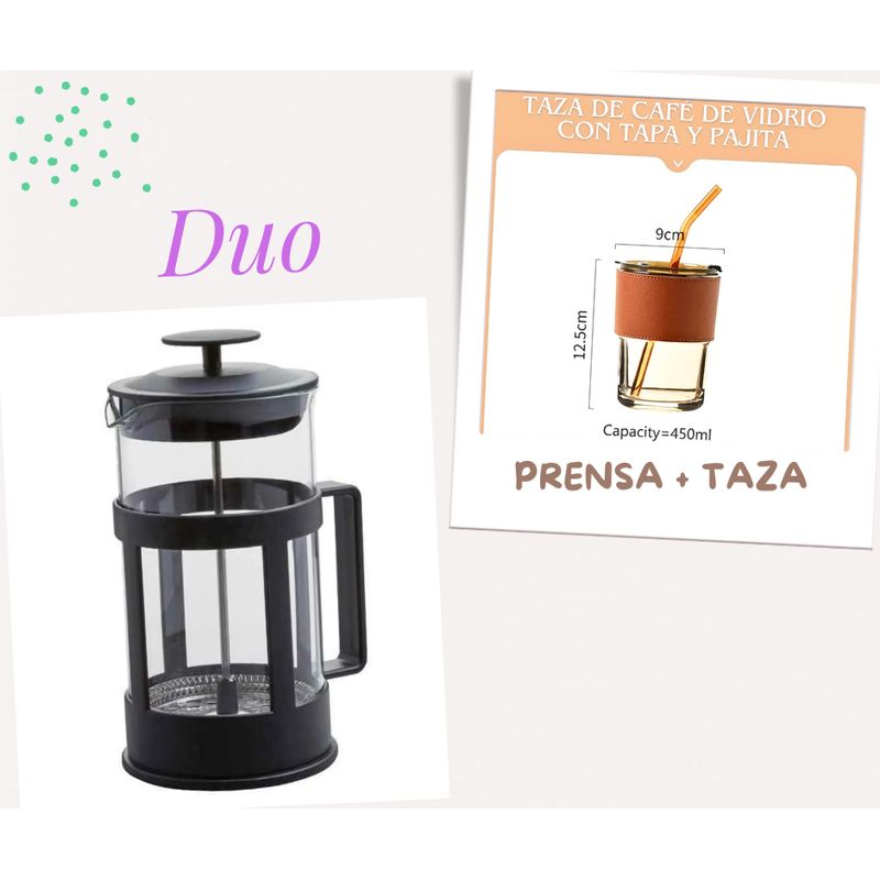 GENERICO - Cafetera prensa francesa 600ml + taza mug