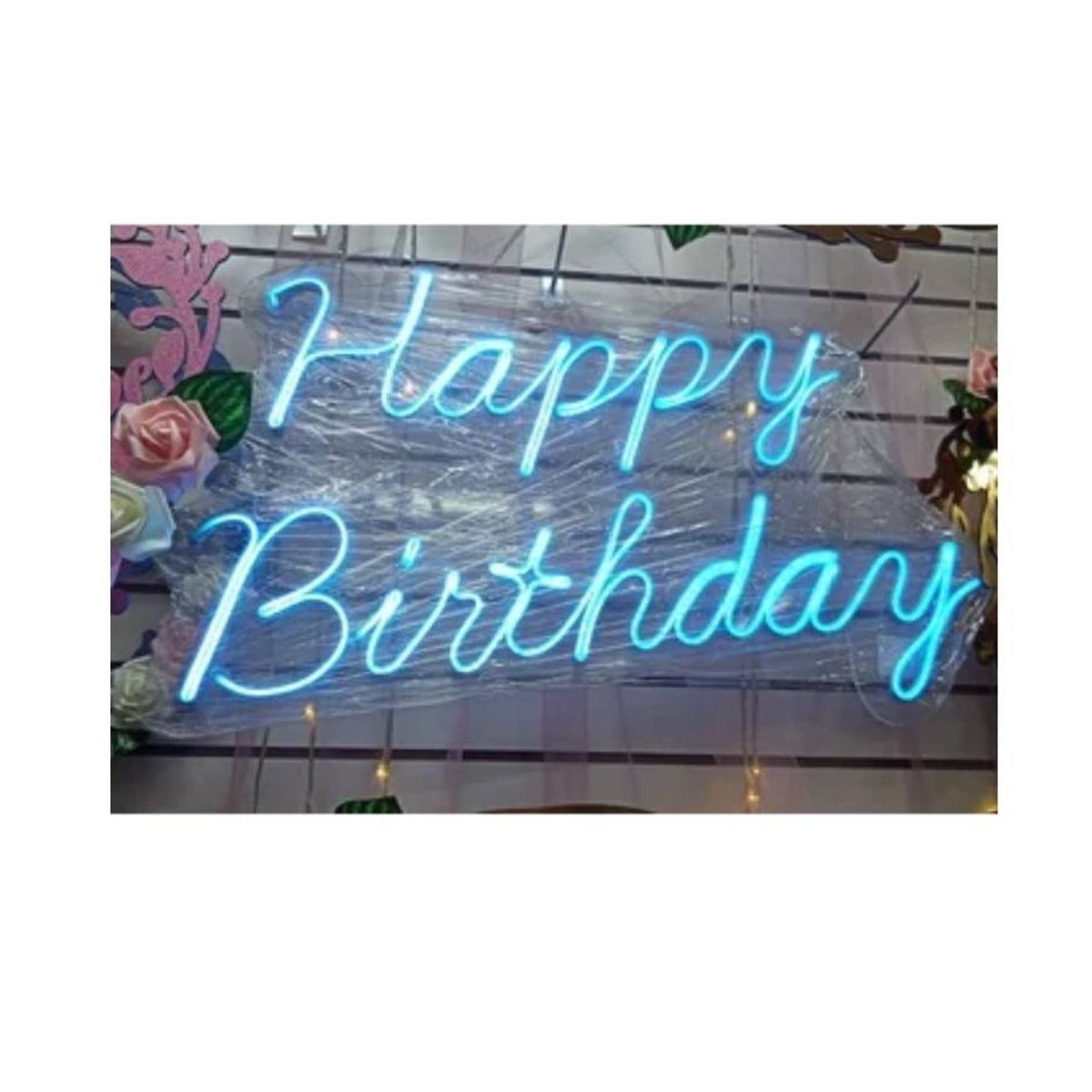 OEM - Letrero led neón fondo acrílico happy birthday color cálido