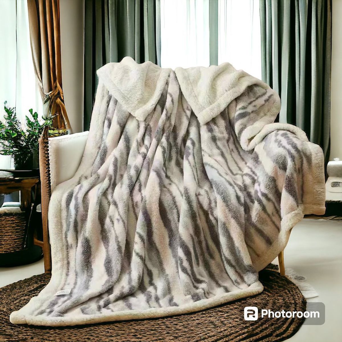 CASATEX - MANTA HIPOALERGENICA PIEL DE CONEJO CON CARNERO SHERPA PREMIUM