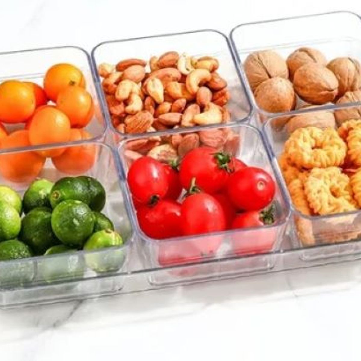 GENERICO - Bandeja para Piqueos con 6 recipientes con tapa