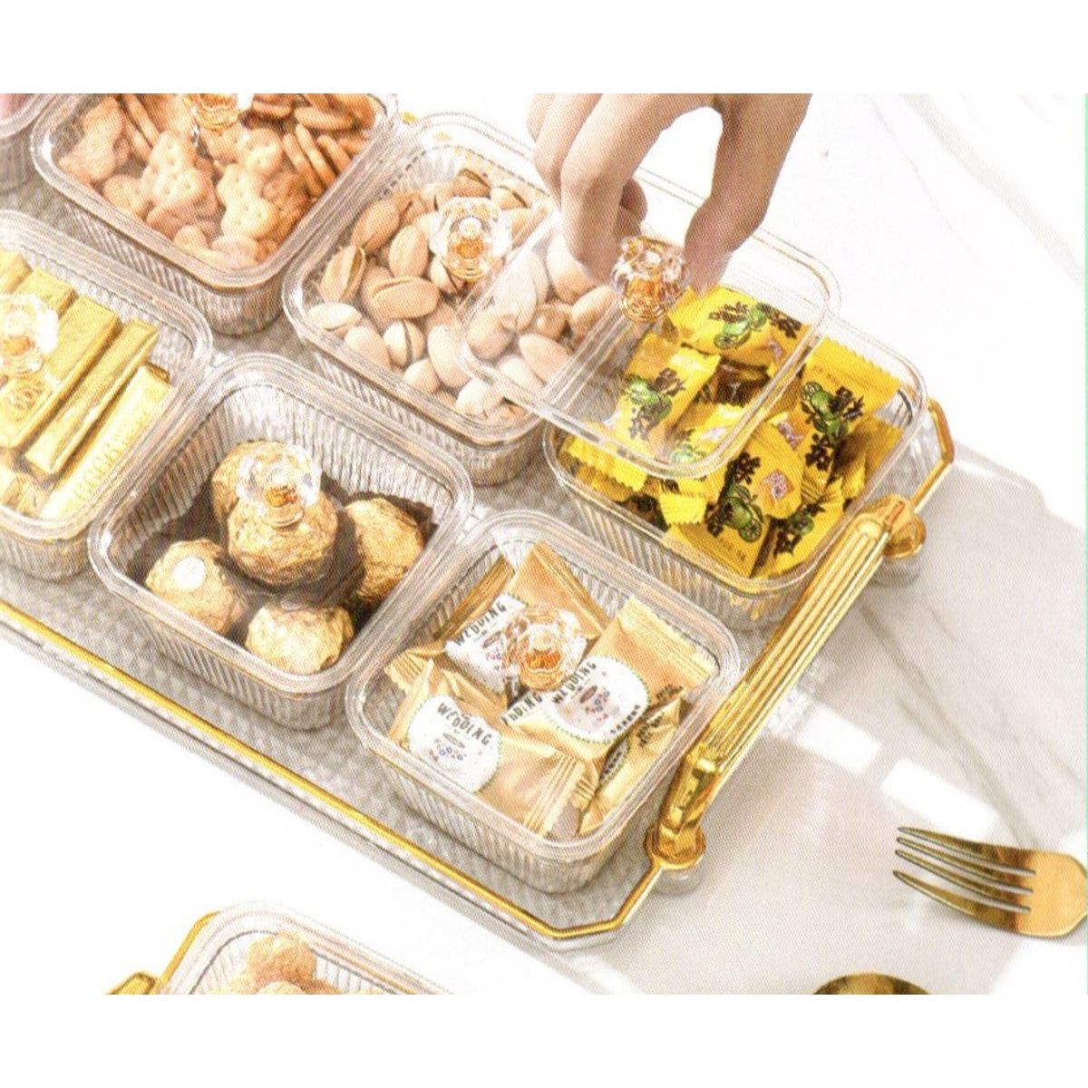 GENERICO - Bandeja para Piqueos con 6 recipientes con tapa