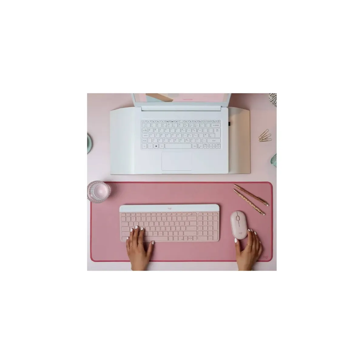 LOGITECH - Teclado Logitech Mouse Mk470 Wireless Slim Usb Rosa