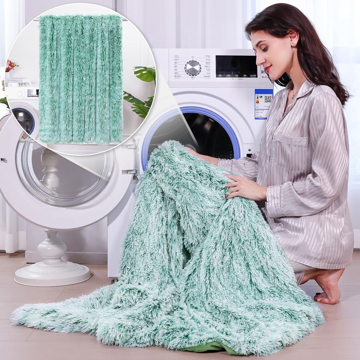 GENERICO - Manta 3 piezas ultrasuave y cálido para invierno KING XL verde