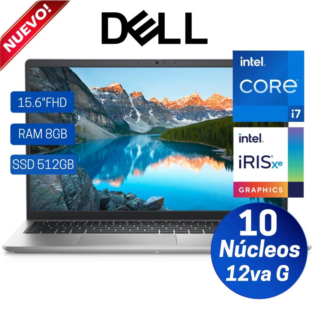DELL - Laptop Dell Inspiron 3520 15.6" FHD IPS, Core i7-1255U- 12va Gen, Ram 8GB, 512GB SSD, Free Dos