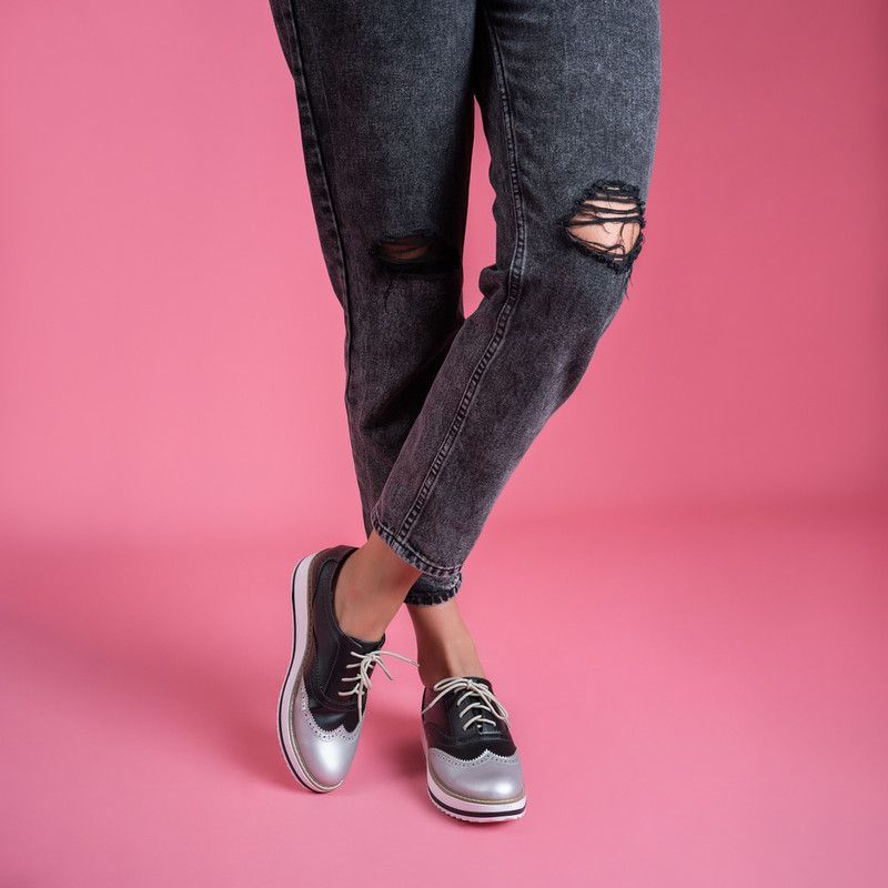 KAWKI - ZAPATOS DE MUJER OXFORD DIVERSION NEGRO PUNTA PLATA