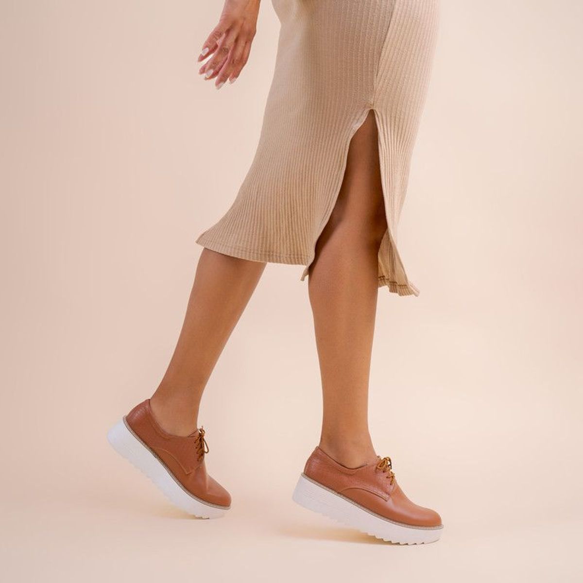 KAWKI - ZAPATOS DE MUJER DERBY FORTALEZA CAMEL