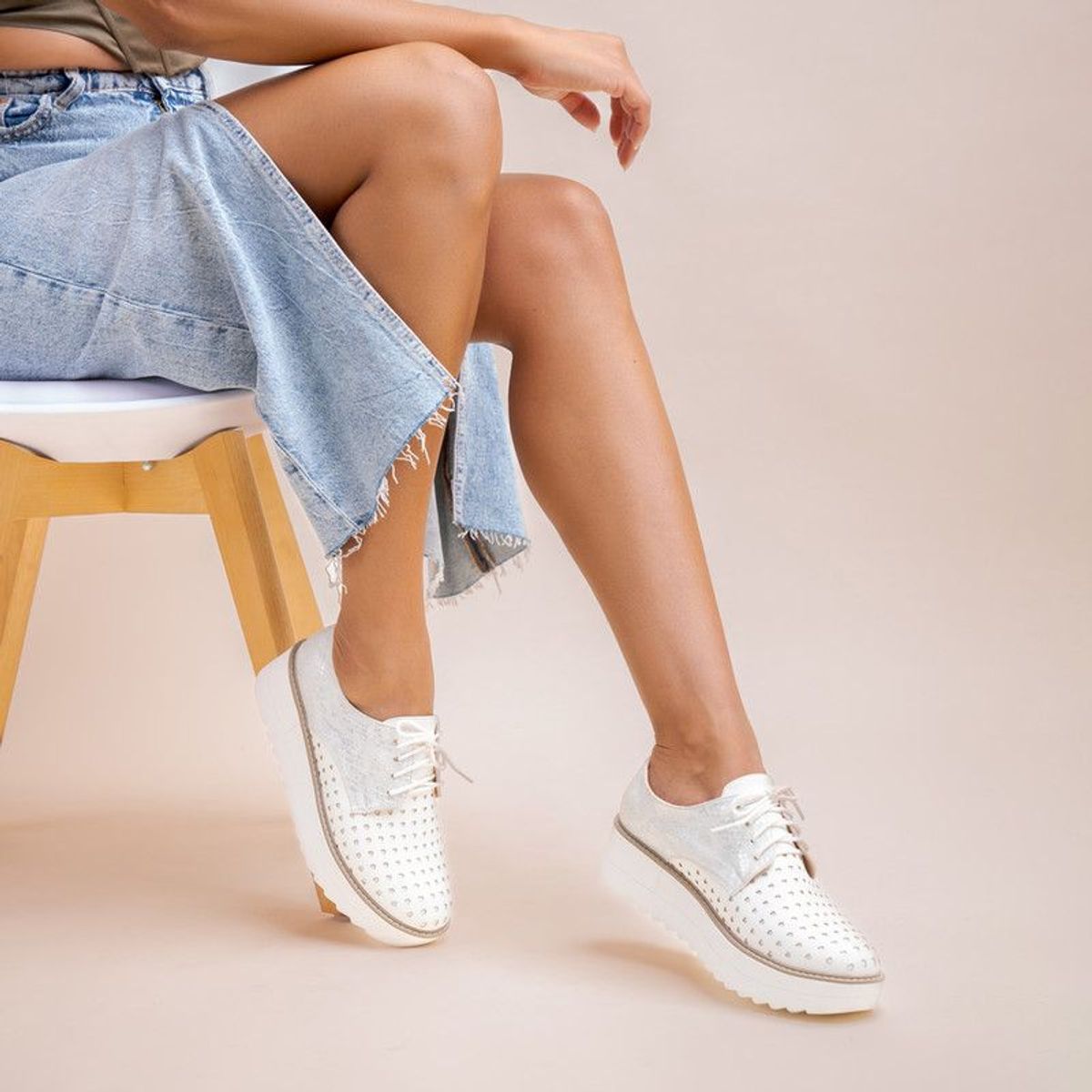 KAWKI - ZAPATOS DE MUJER DERBY AMOR BLANCO