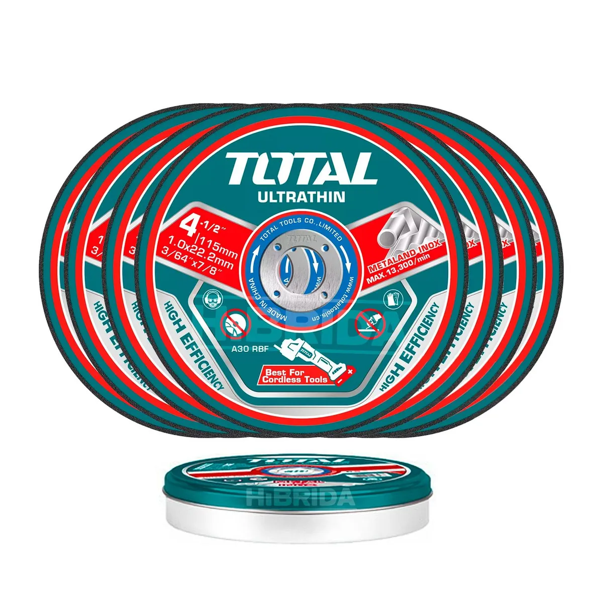 TOTAL TOOLS - DISCO CORTE METAL 4½ TOTAL X25 AMOLADORA ESMERIL - TAC11011525