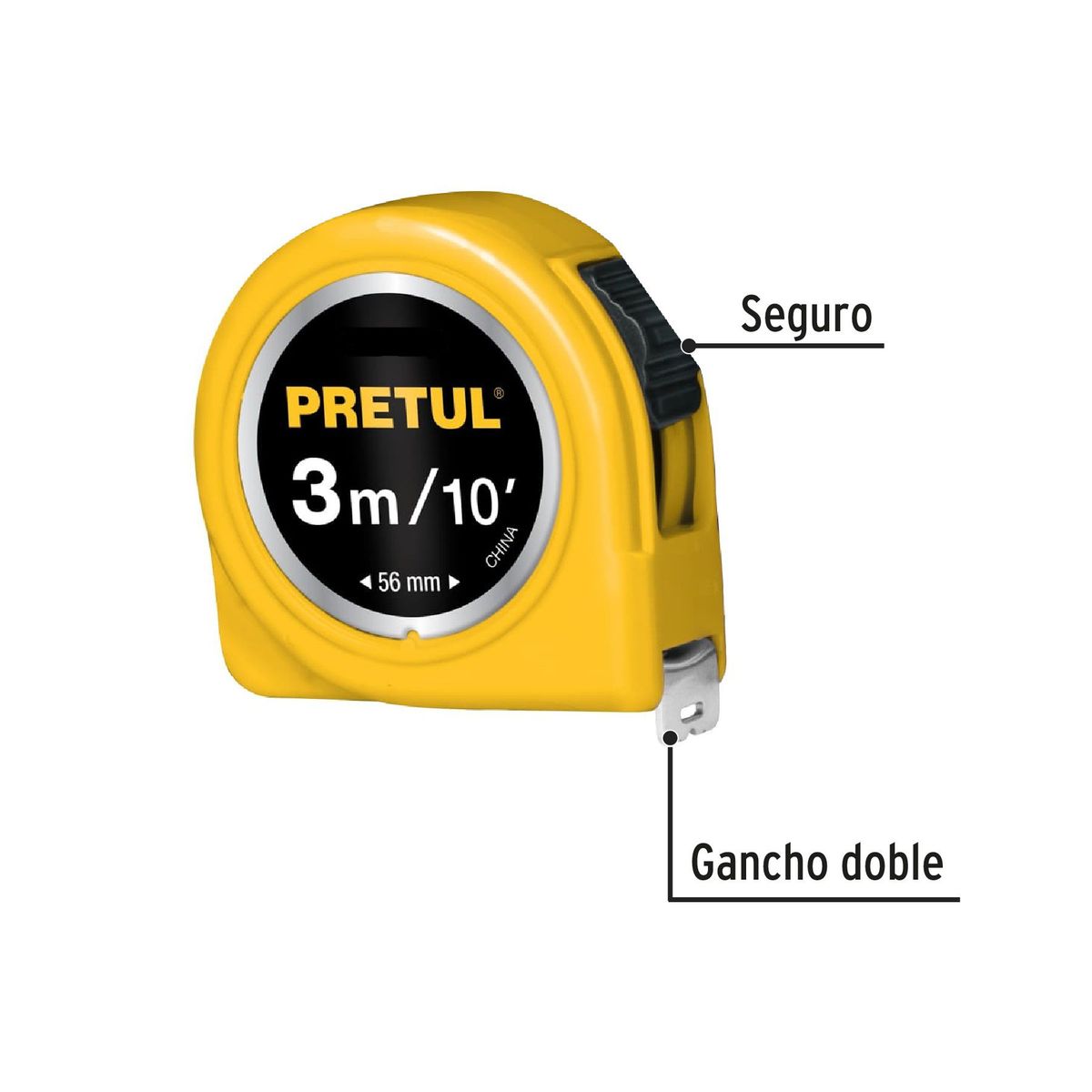 PRETUL - Wincha Cinta Métrica 3 metros Amarillo PRETUL