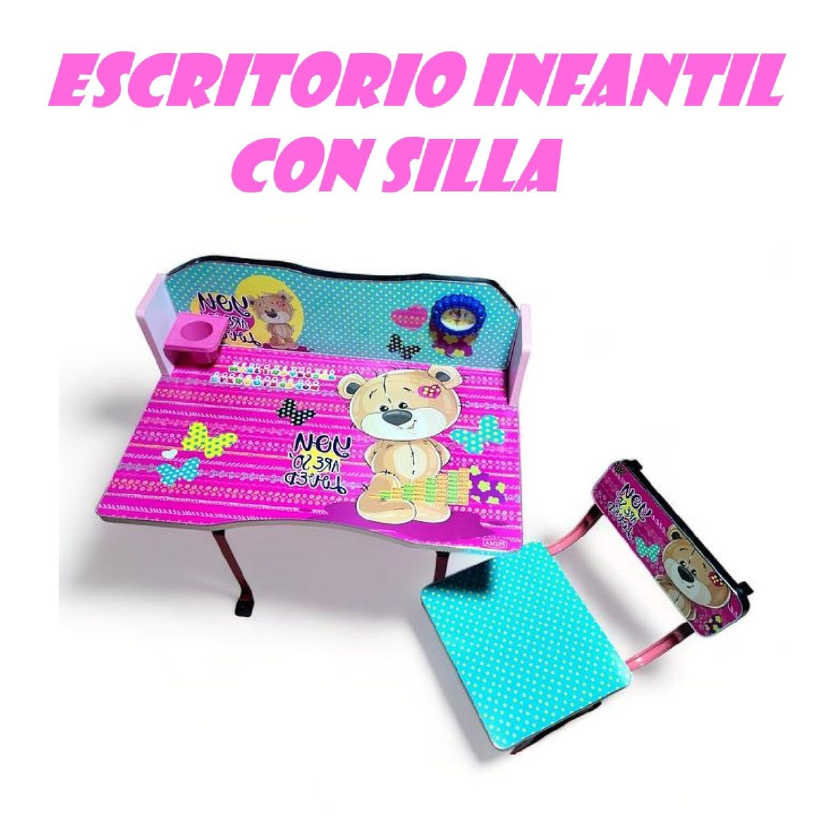 GENERICO - Mesa de Estudios Escritorio y silla Para Niño -Rosa