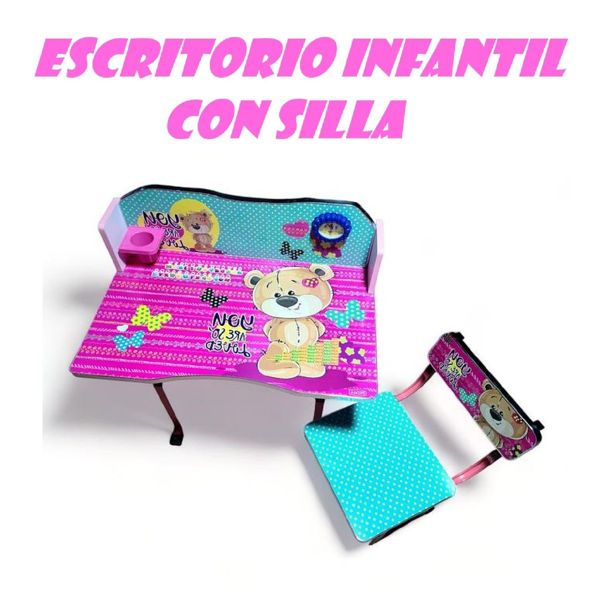GENERICO - Mesa de Estudios Escritorio y silla Para Niño -Rosa