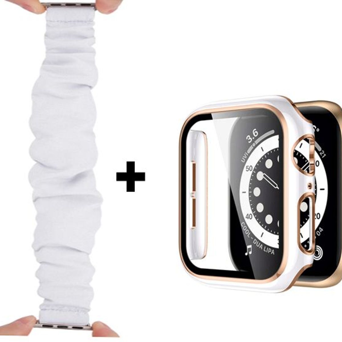 GENERICO - Correa Elástica + Case Bumper para Apple Watch 44mm - Blanco