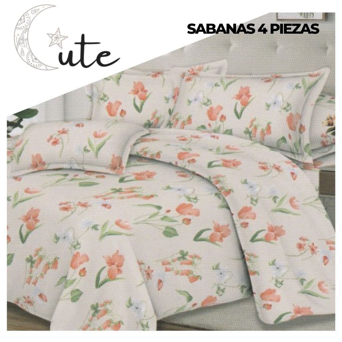 CUTE - JUEGO DE SÁBANAS DE 2 PLAZAS
