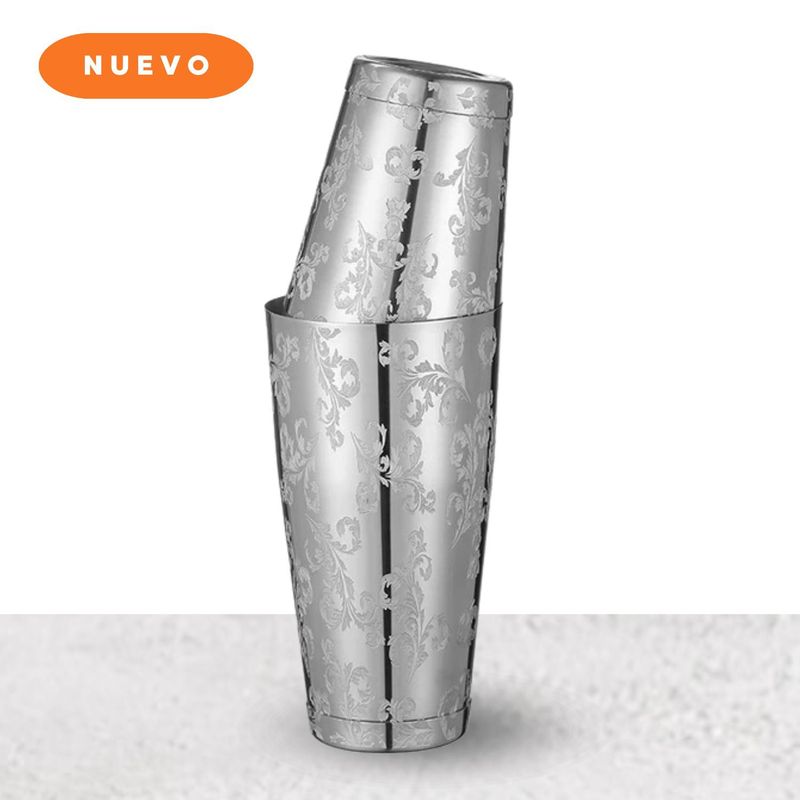 GENERICO - COCTELERA BOSTON PROFESIONAL CON CONTRA PESO Y DISEÑO PLATEADO
