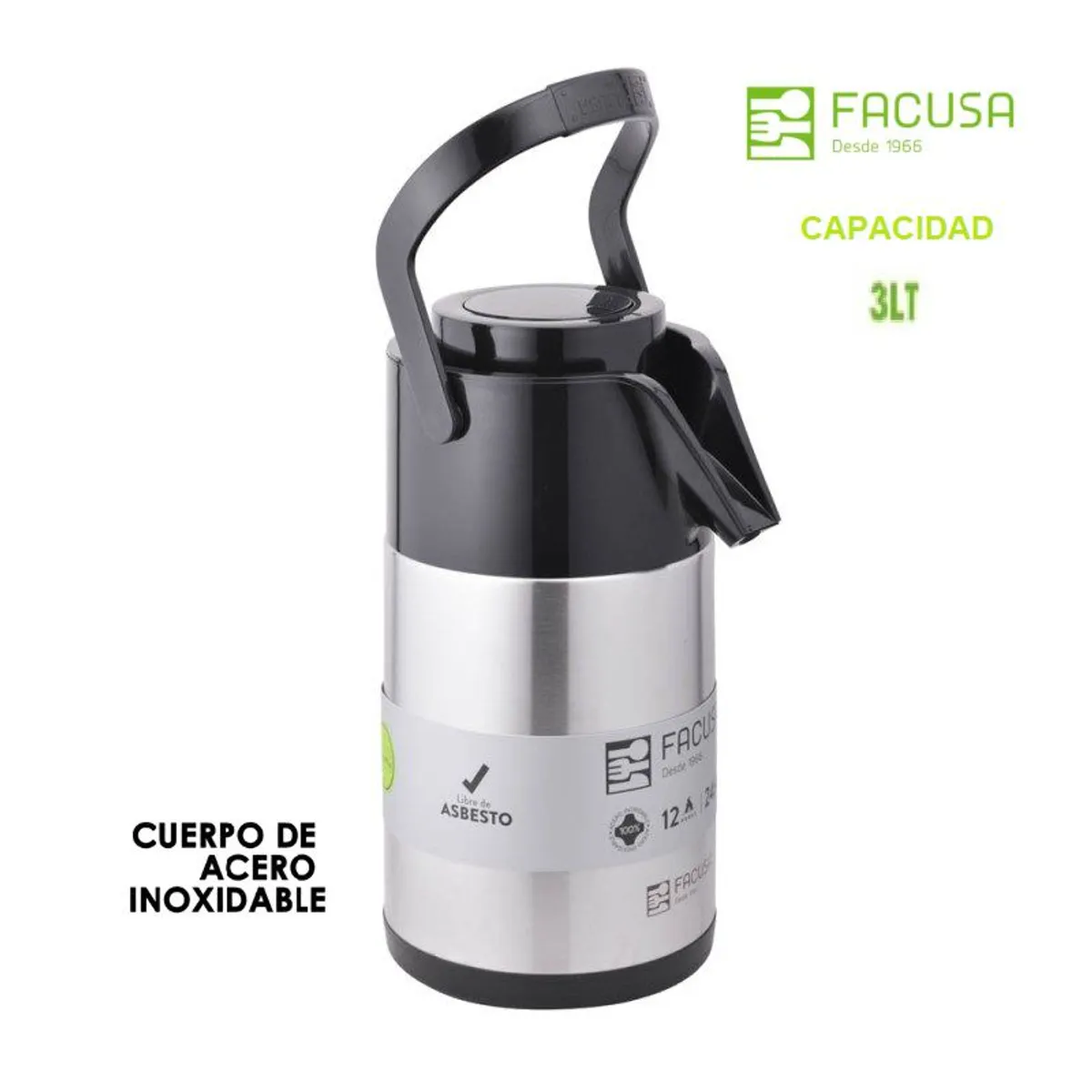 FACUSA - Termo Sifón 3 litros Acero Inoxidable Facusa