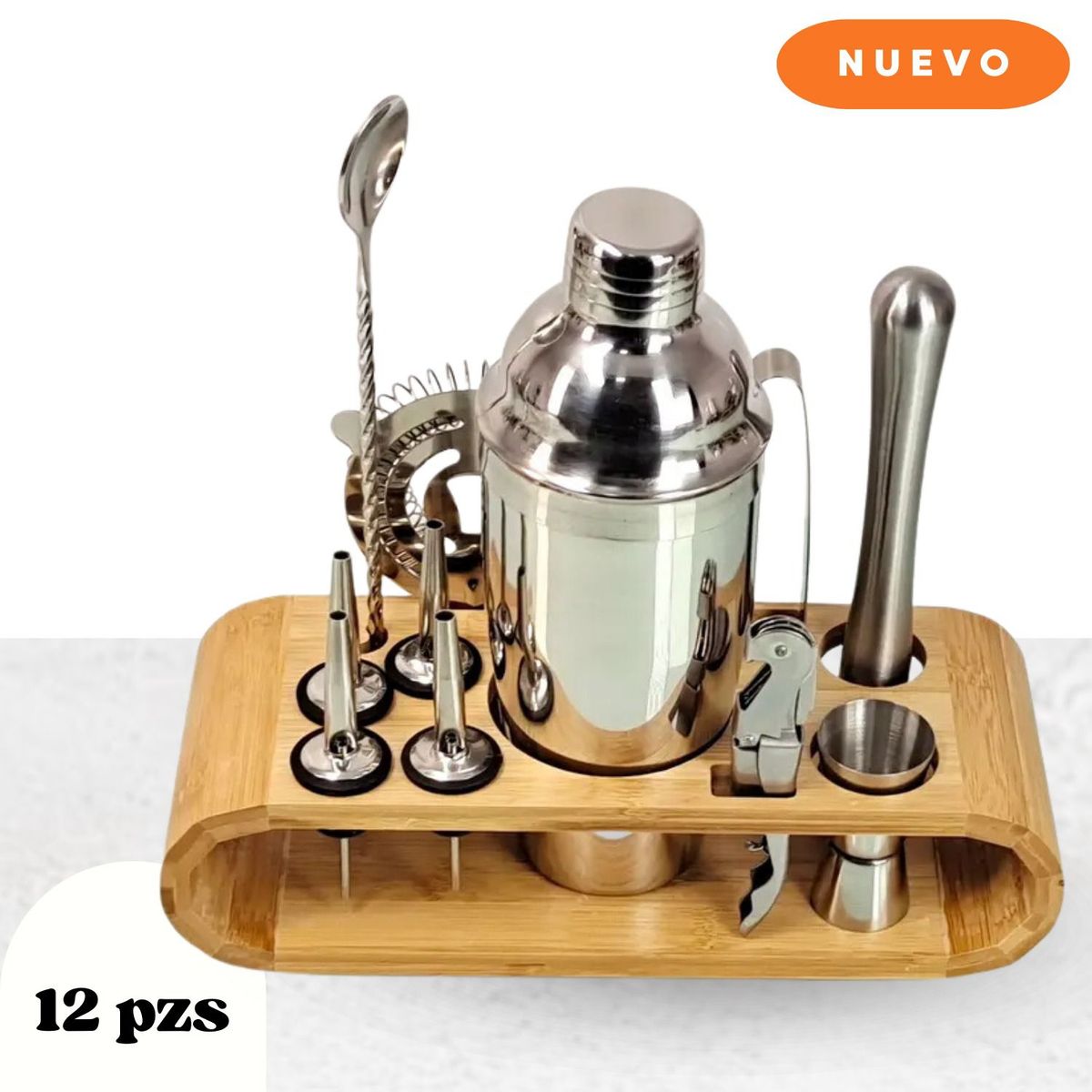 GENERICO - KIT DE BAR 12 PIEZAS ACERO INOXIDABLE