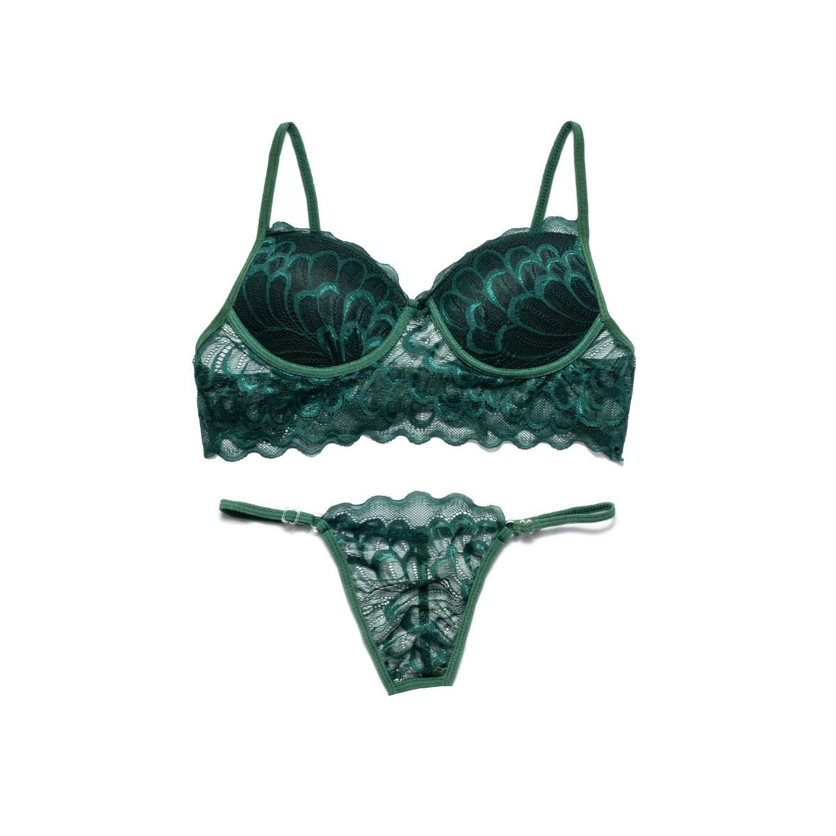 GENERICO - Lencería Sexy Mujer Color Entero Dos Piezas - Color Verde Talla S