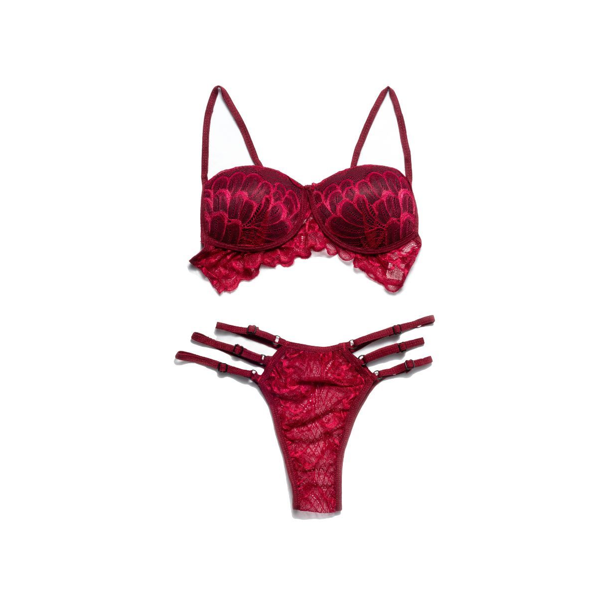 GENERICO - Lencería Sexy Mujer Color Entero Dos Piezas - Color Rojo Talla M