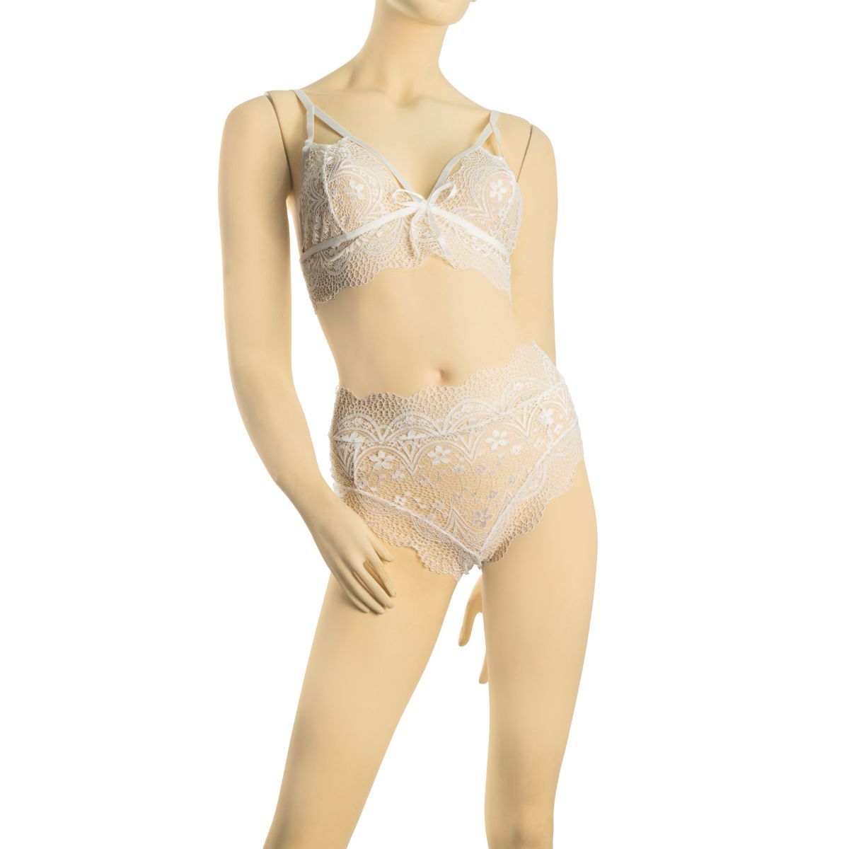 GENERICO - Set de Lenceria Sexy con Tiras - Color Blanco Talla S