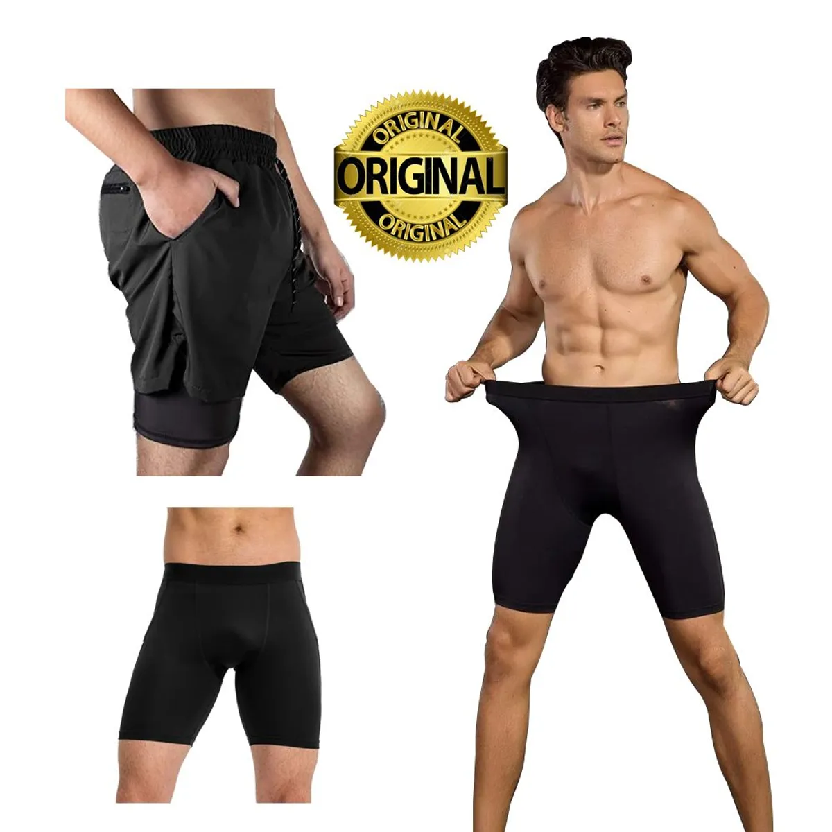 HOLGU - Short Deportivo de compresion licrado Fitness Gym