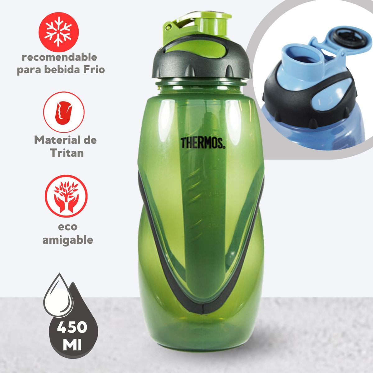THERMOS - TOMATODO DEPORTIVA  VERDE450 ML
