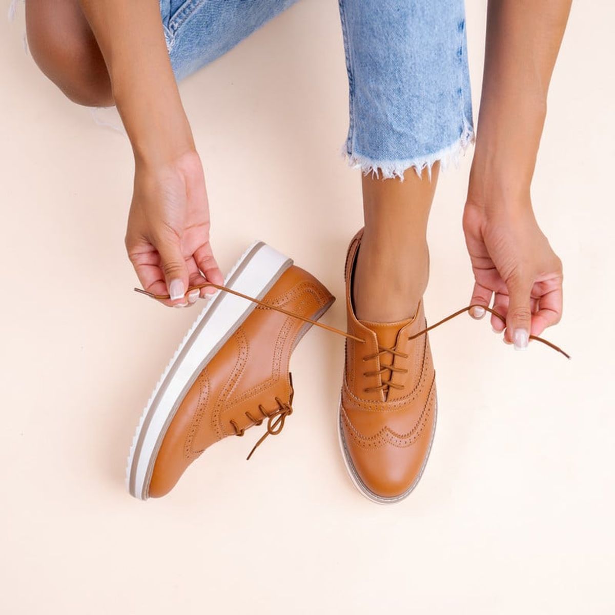 KAWKI - ZAPATOS DE MUJER OXFORD EJECUTIVA CAMEL