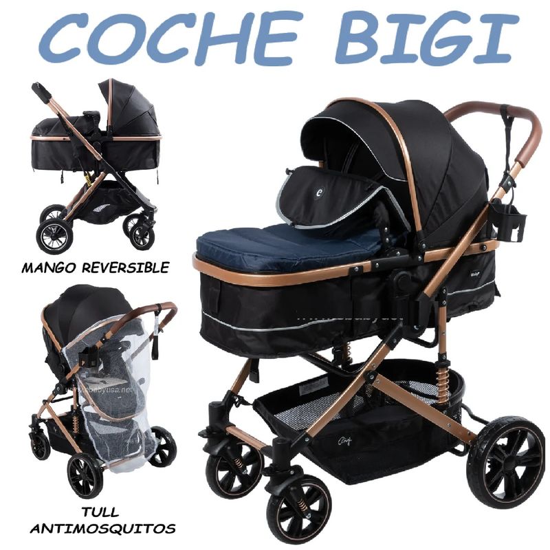 EBABY - Coche Cuna Moises de Lujo Bigi Ebaby -Azul