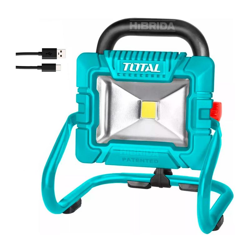 TOTAL TOOLS - LÁMPARA REFLECTOR 10W BATERÍA INTEGRADA EXTERIOR MULTIUSO - TRLF4415