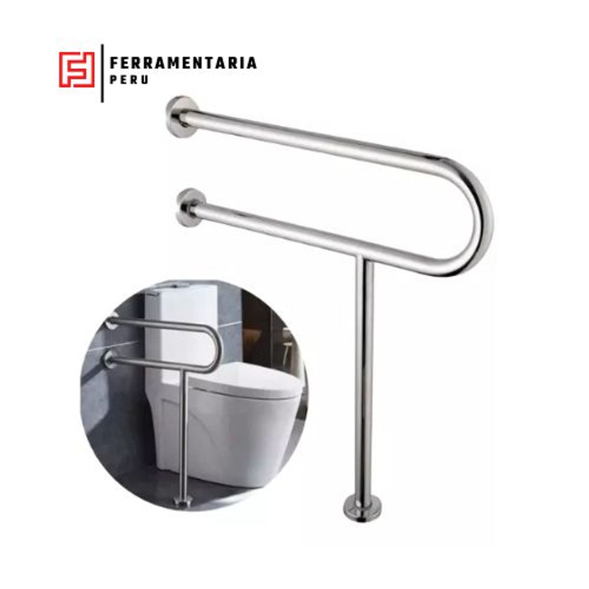 GENERICO - BARRA DE SEGURIDAD en U CON BASE FIJA 60 cmx32 mm