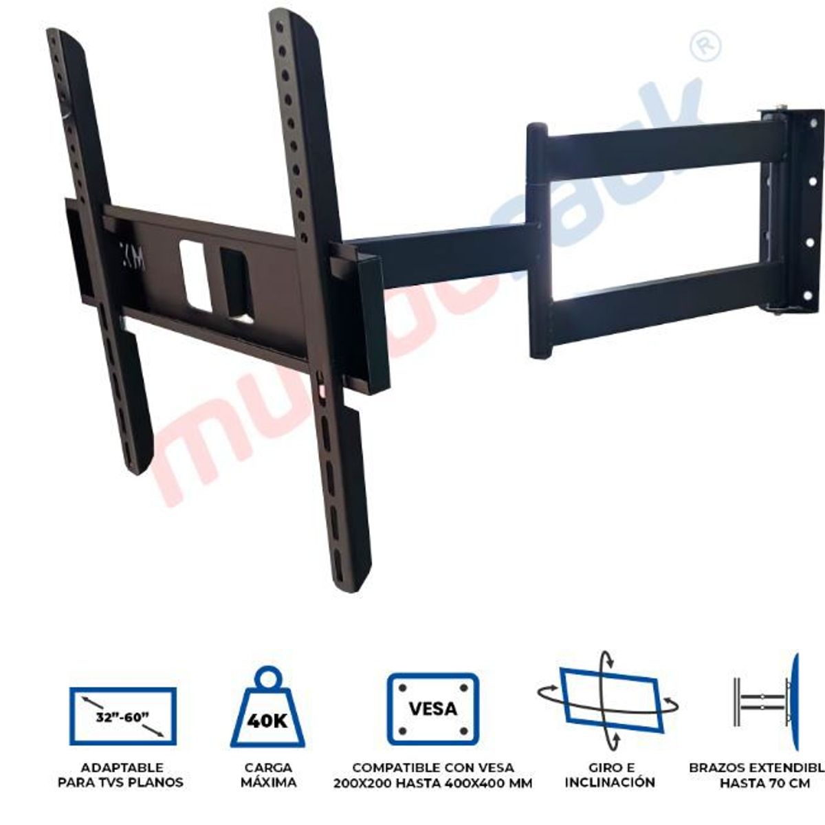 NACIONAL - Rack giratorio 02 brazos para tv de 32" a 60"