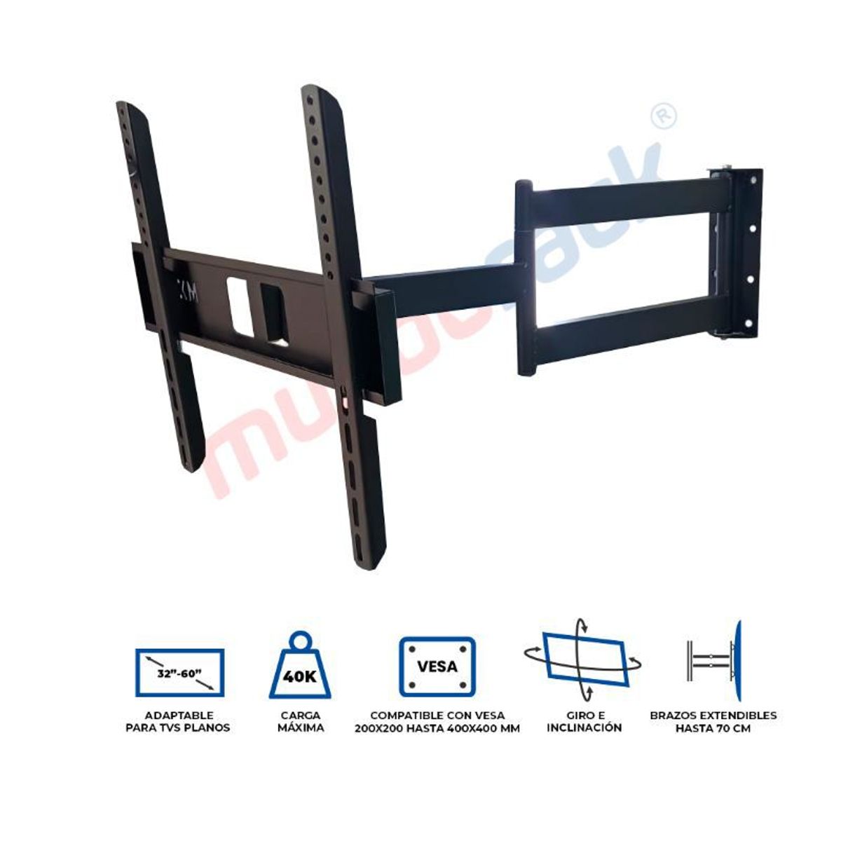 NACIONAL - Rack giratorio 02 brazos para tv de 32" a 60"