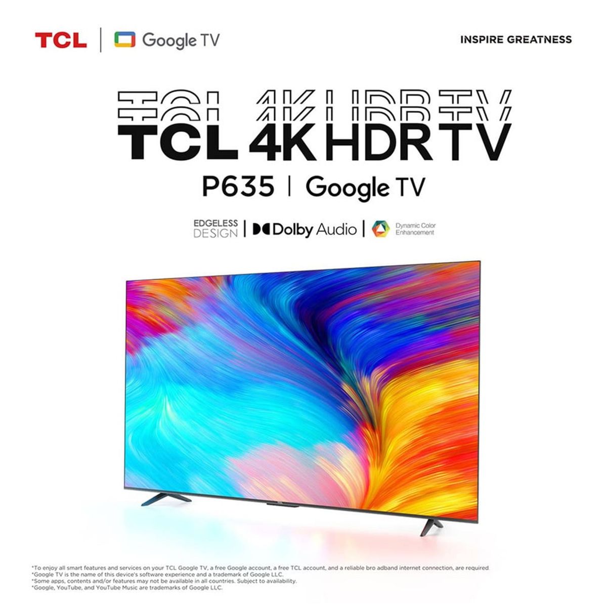 TCL - Televisor TCL 55 Pulg. LED Smart Google TV UHD 4K 55P635