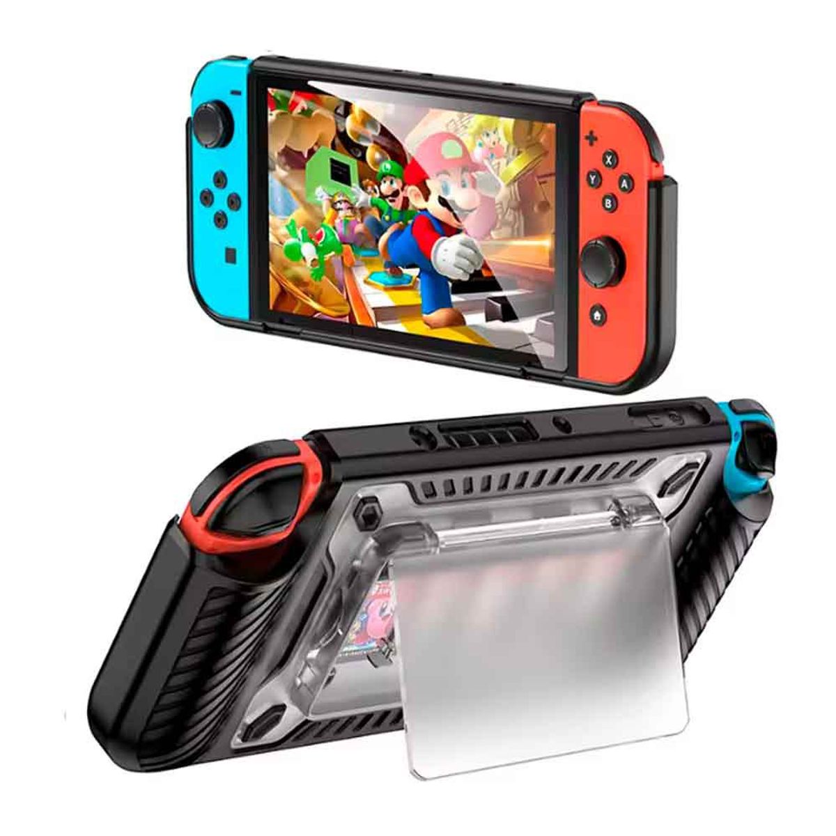 VARIOS - Case para Nintendo Switch OLED Semi Rígido Portajuegos Negro fash